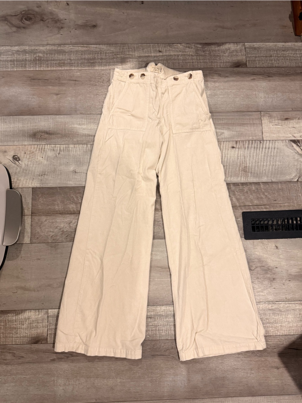 Pilcro Off-White Corduroy High-Waist Pants